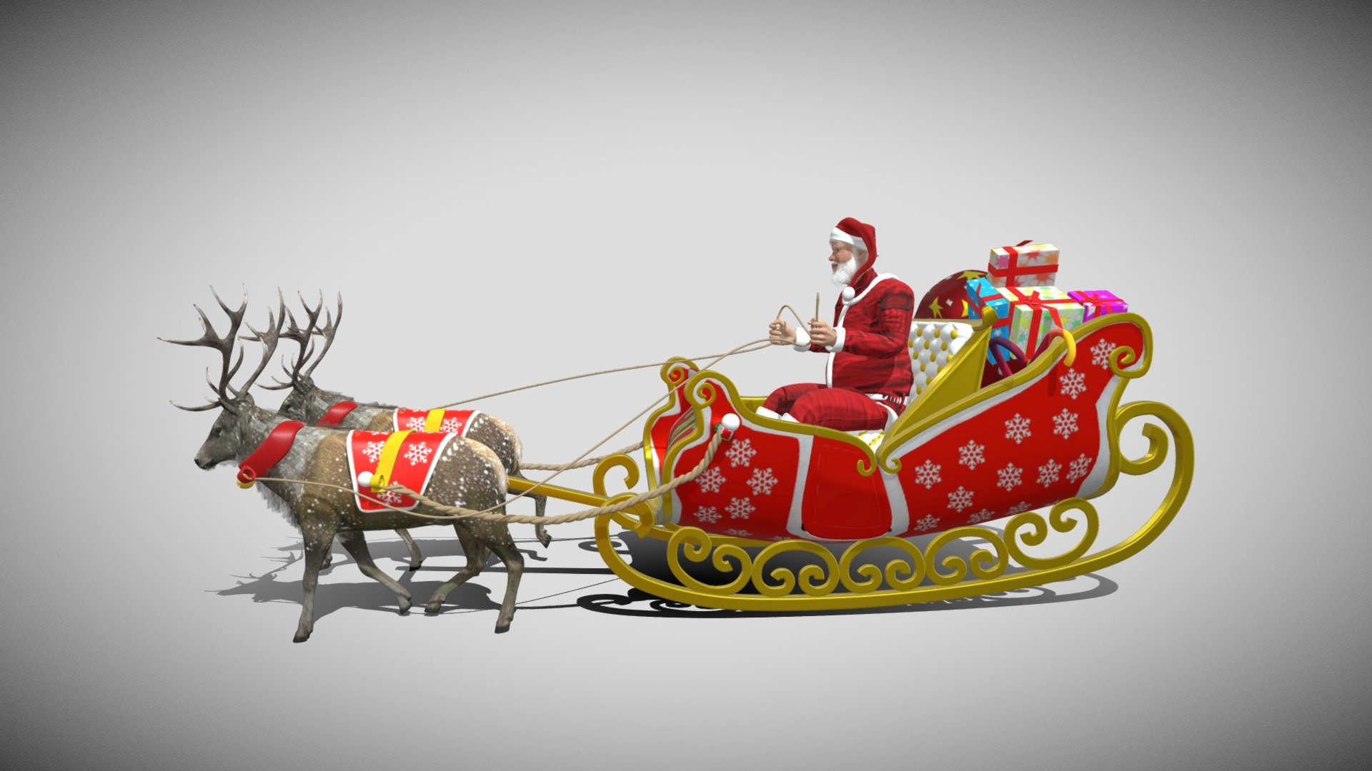 santa claus with reindeers