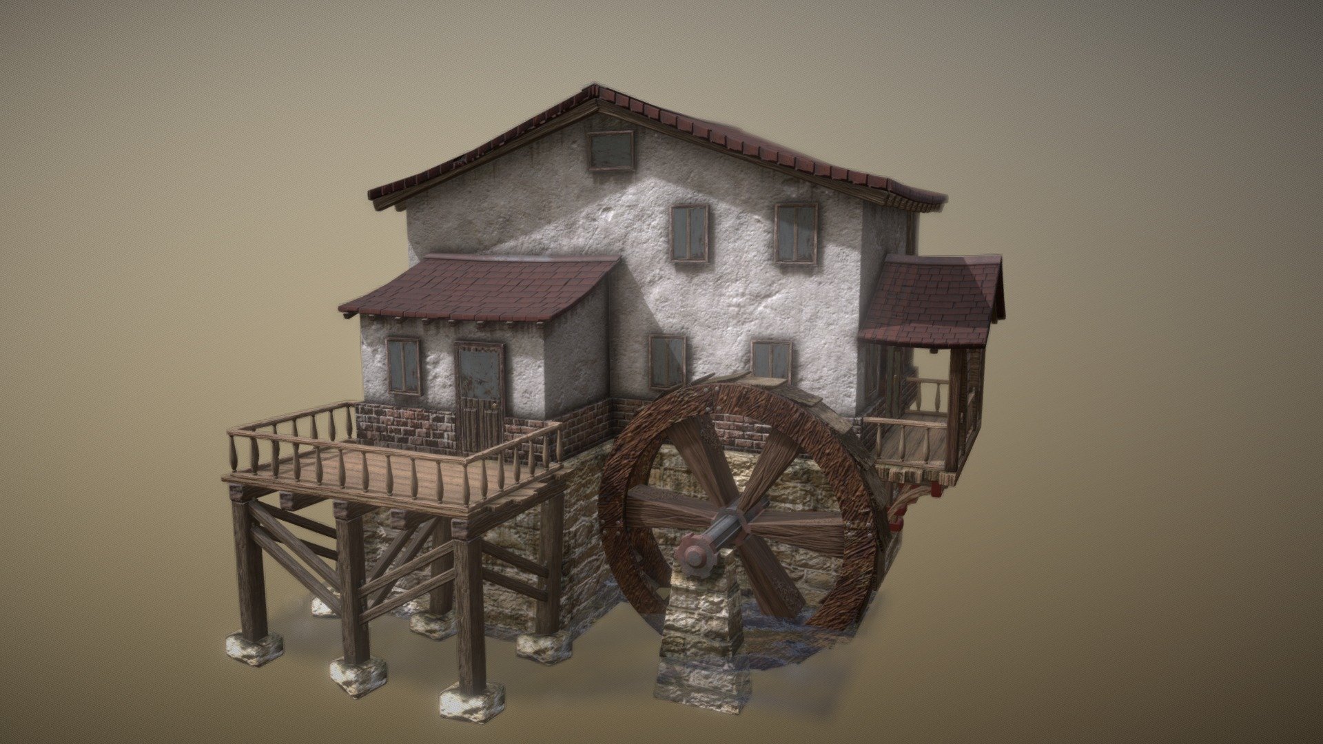 Old Watermill - 3D model by Geoffrey Côté (@geoffreycote) [68d50c5 ...