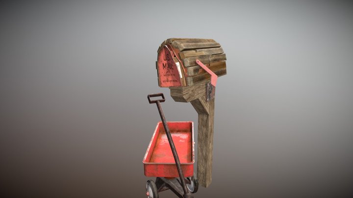 Mailbox and Wagon 3D Model