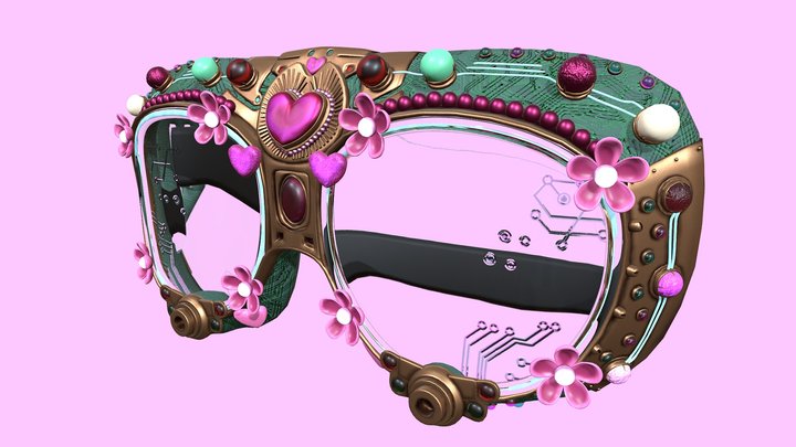 Girl's cyberpunk goggles 3D Model