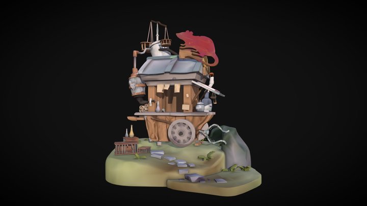 The Traveling Wagon - Rat Exterminator 3D Model