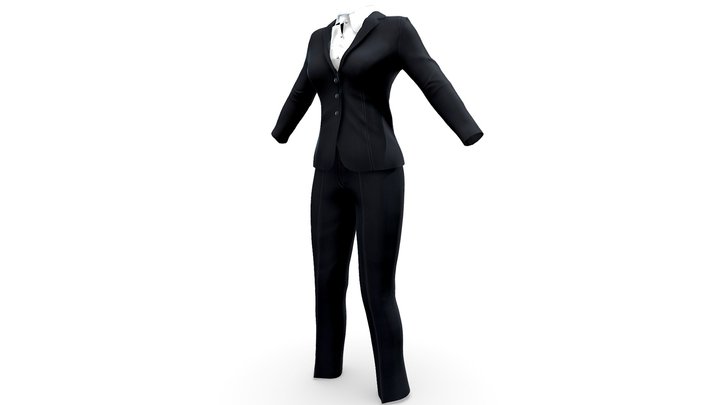 Female Black Formal Business Suit 3D Model