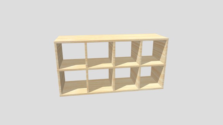 Simple Wooden Shelf 3D Model