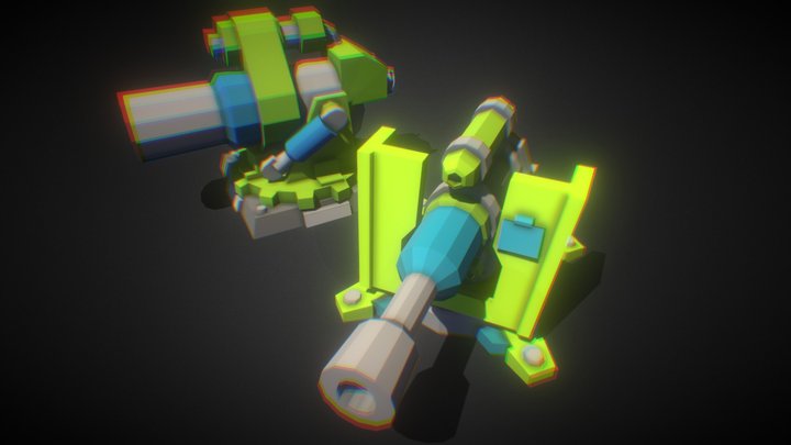 Fatty poly Turret Free (Unity Asset Store) 3D Model