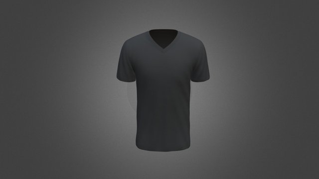 T-shirt V-Neck Black 3D Model