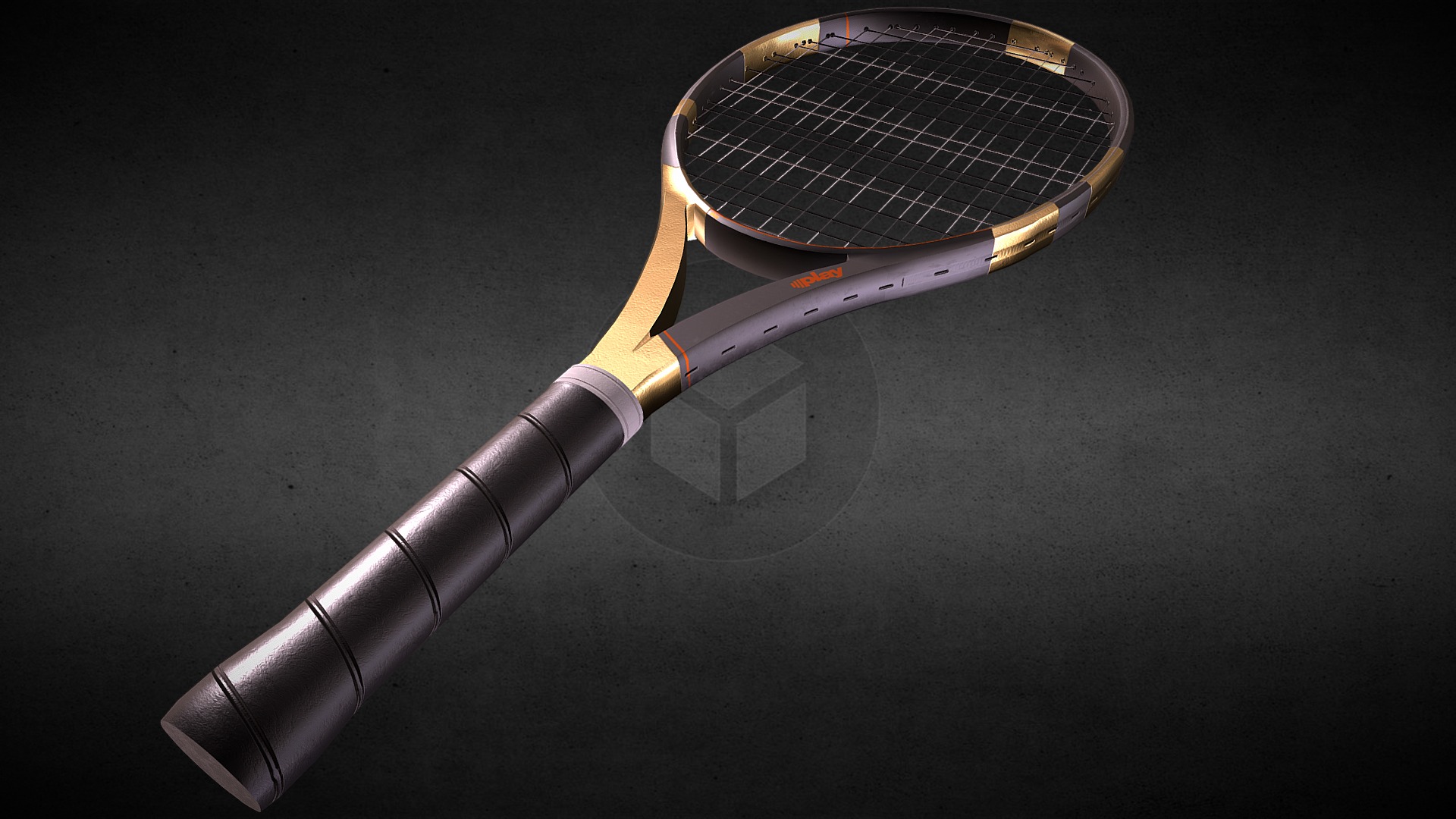 3D model Racket - This is a 3D model of the Racket. The 3D model is about a tennis racket and a ball.