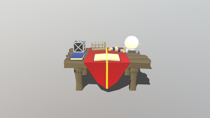 Low-poly Alchemy Table 3D Model