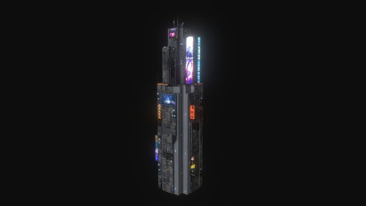 Cyberpunk Futuristic building Kitbash Bundle - A 3D model collection by ...