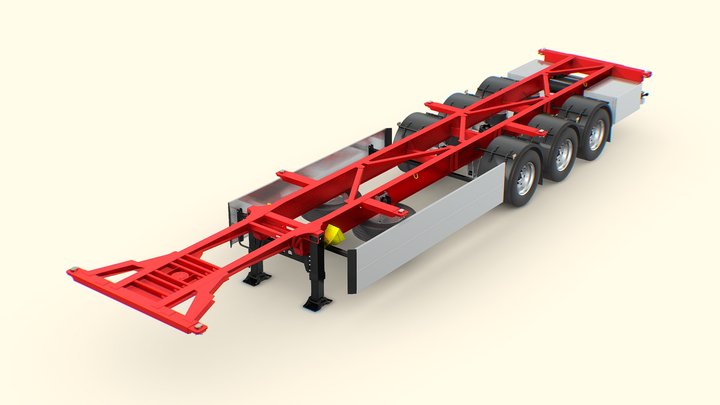 Semi Truck Cargo Container Trailer 40ft Low-poly 3D Model