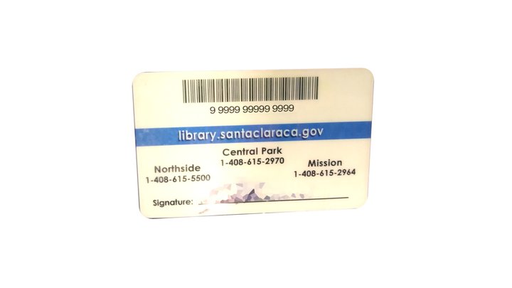Santa Clara County Library Card 3D Model
