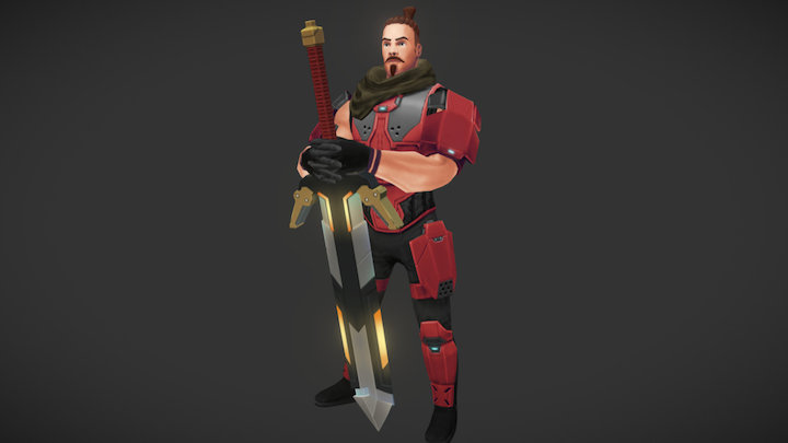 2H Sword Warrior (Run cycle) 3D Model