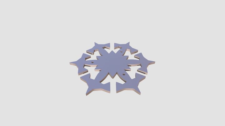 Top Snowflake With Holes Svg 3mm 3D Model