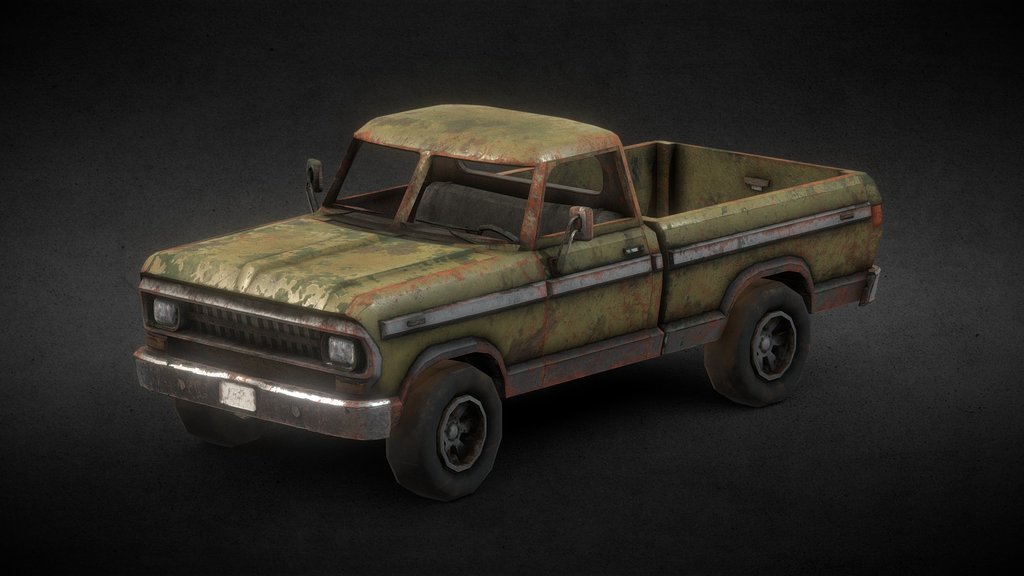 Rusty Abandoned Truck with Interior - Game Ready