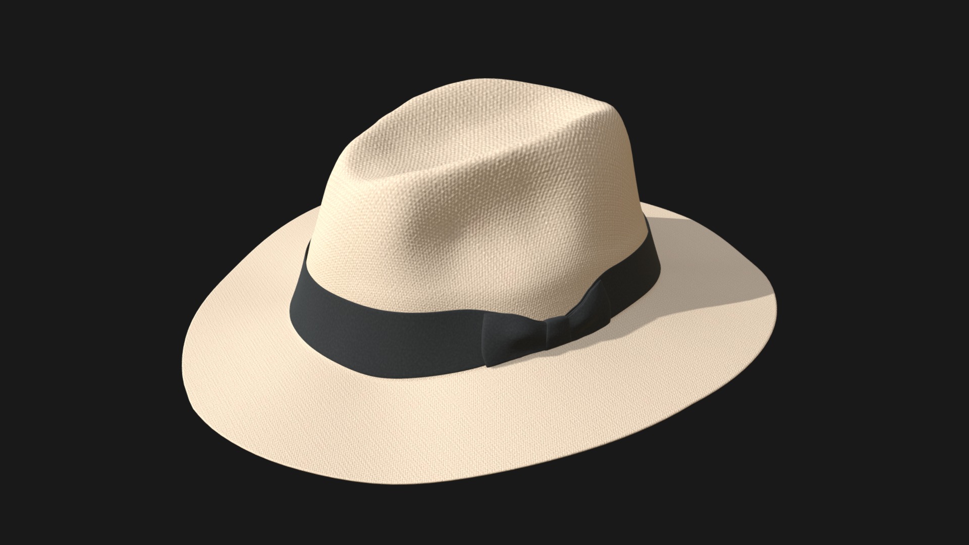 3D model Fedora Panama hat - This is a 3D model of the Fedora Panama hat. The 3D model is about a white hat with a black band.