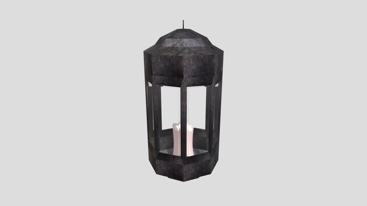 Lantern / Candle-Holder With Candle 3D Model