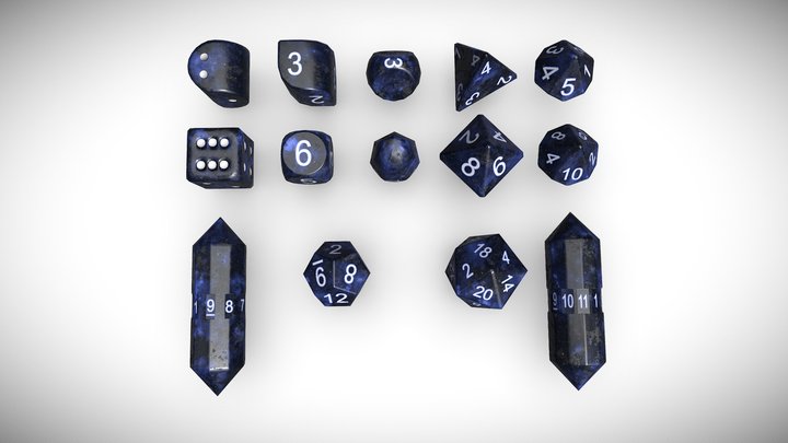 Customizable Dice Set (D2-D20) – Space-Themed 3D Model