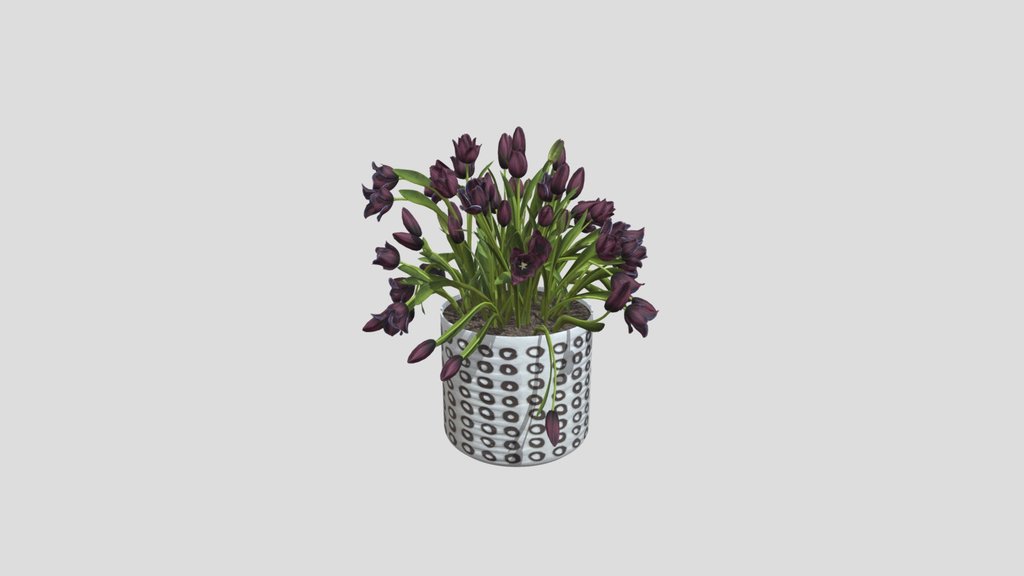 Burgundy Tulip Ceramic Planter