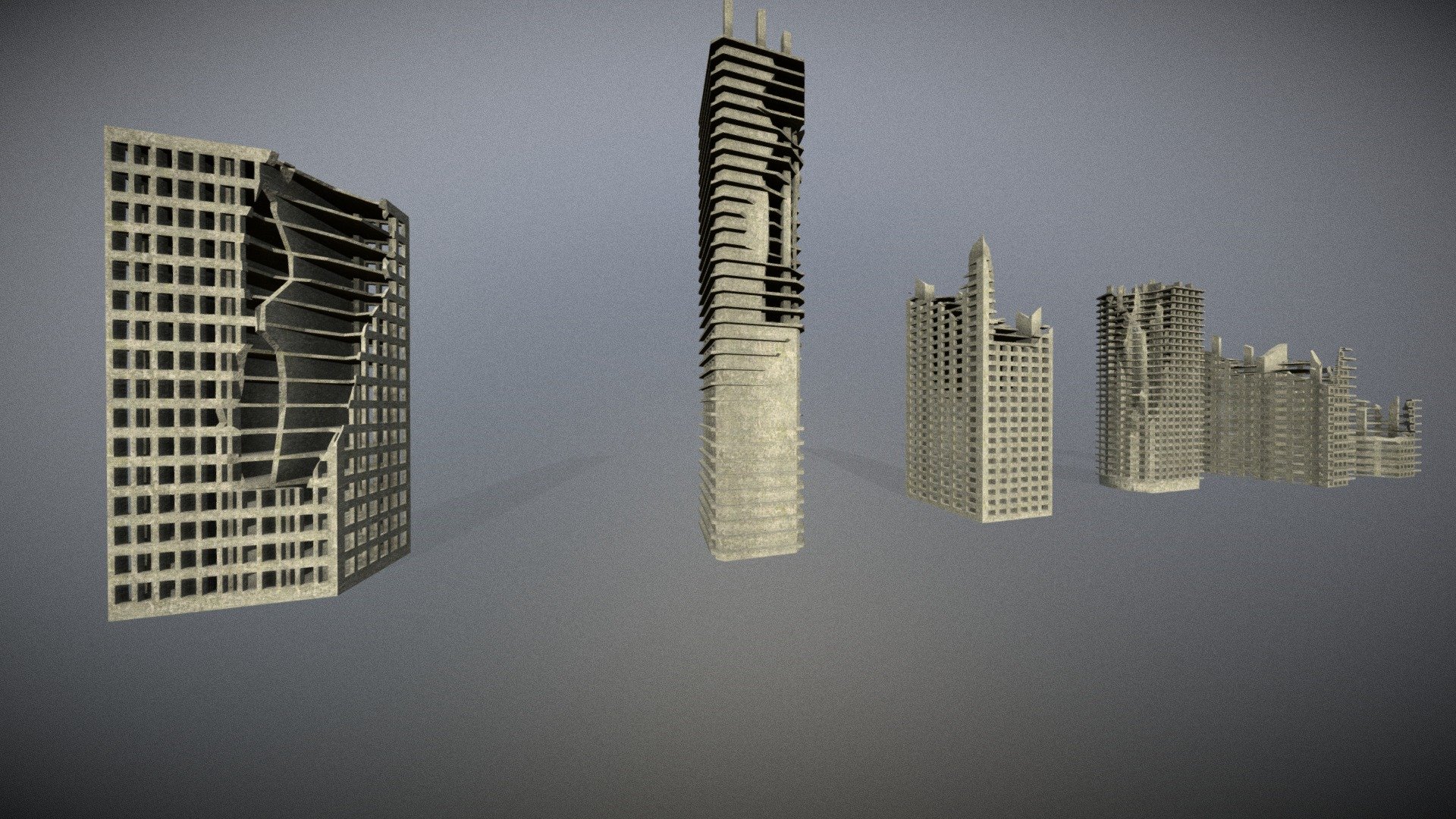 Ruined Buildings Pack Free Download Download Free 3D Model By 