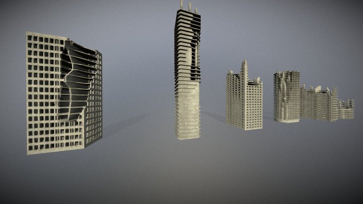 Ruined buildings pack - Free download 3D Model