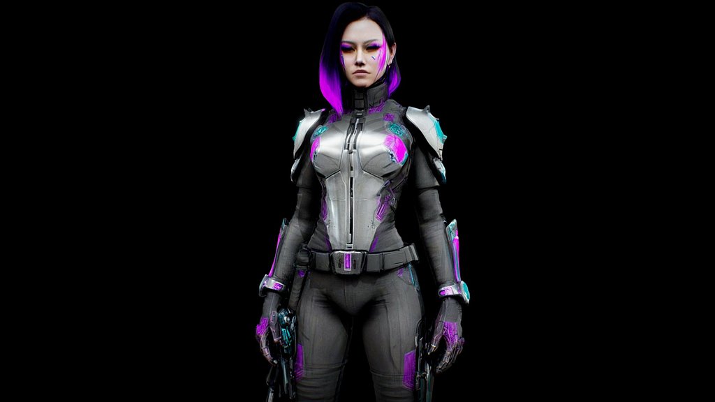 Cyberpunk Female Character Warrior Girl