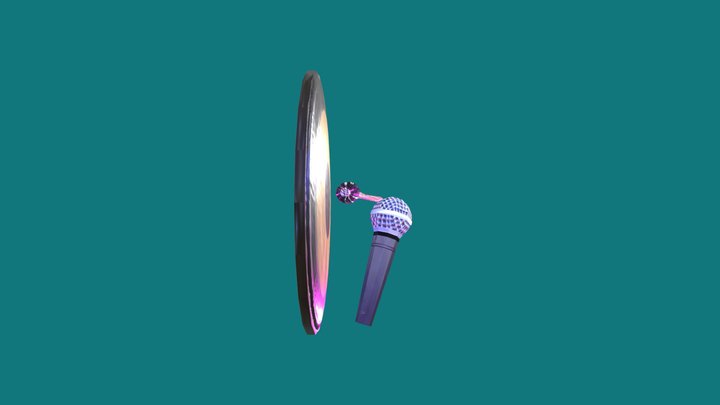 Gong, Mallet and Microphone 3D Model