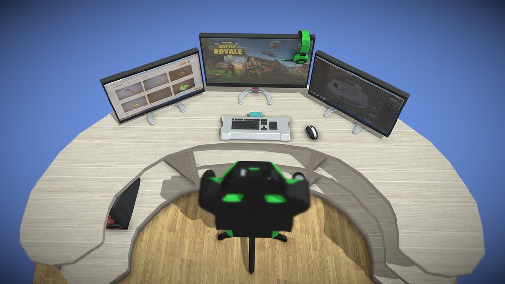 Low Poly Gaming Setup