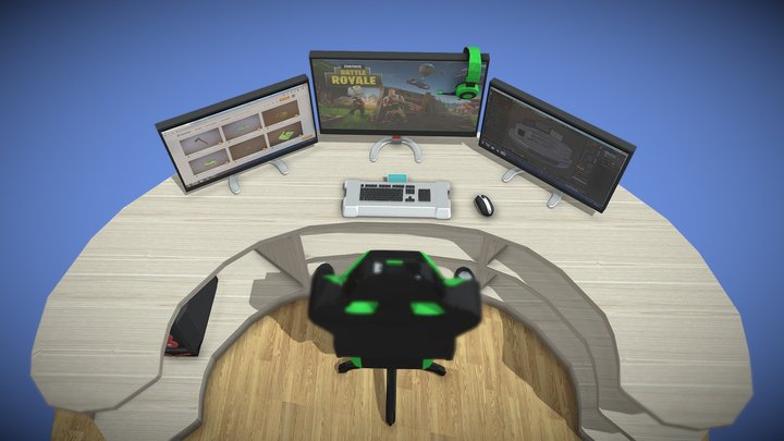 Low Poly Gaming Setup – Free 3D Model STL
