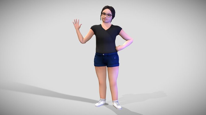 Female Character stylized (Rigged) 3D Model