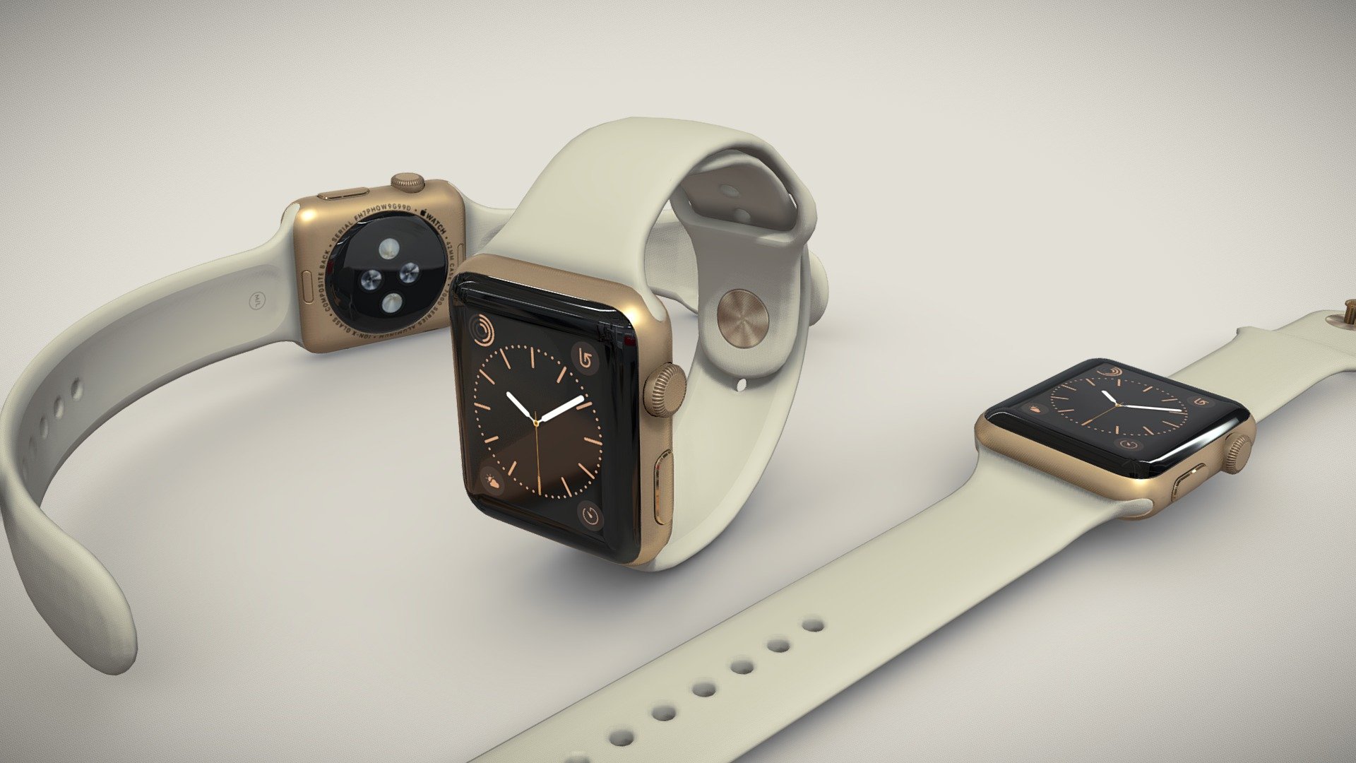 Apple Watch Gold Case with Antique White Band Buy Royalty Free 3D model by 3DOverstock