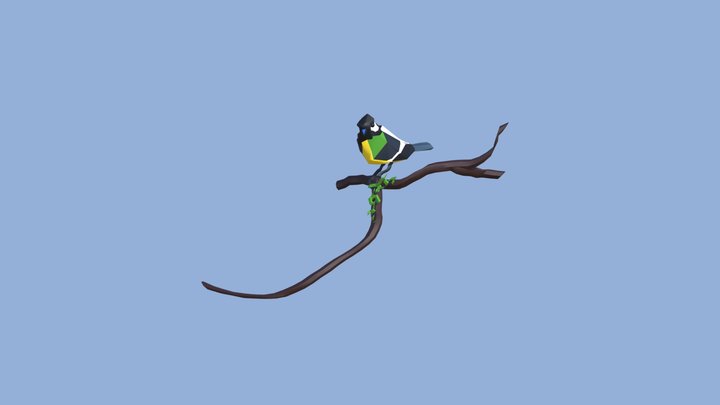 small bird, blue tit 3D Model