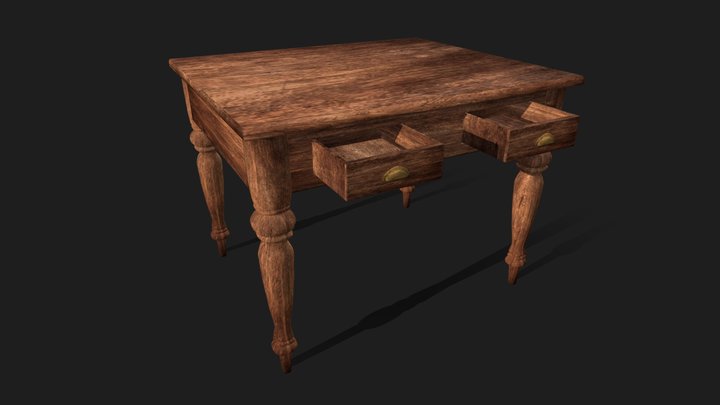 Wooden Dining Table 3D Model