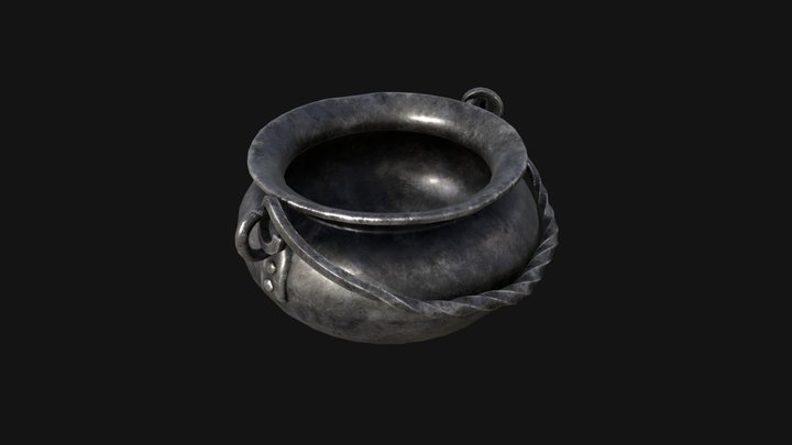 Medieval Iron Cauldron 3D Model