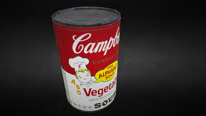 Aged & distressed Campbell Vegetable Soup Can 3D Model