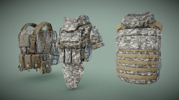 Tactical Body Armor- Pack1 3D Model