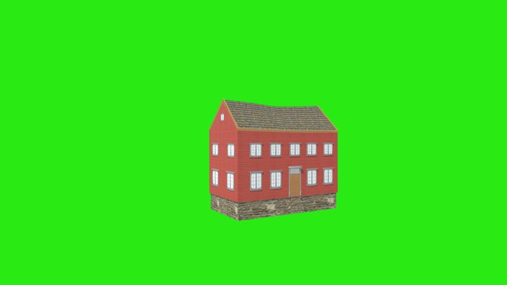 Red scandinavian house. 3D Model