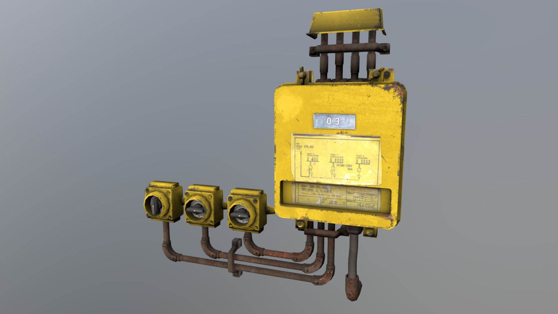 3D model Low Poly Electricity Box 05 - This is a 3D model of the Low Poly Electricity Box 05. The 3D model is about a yellow and black machine.