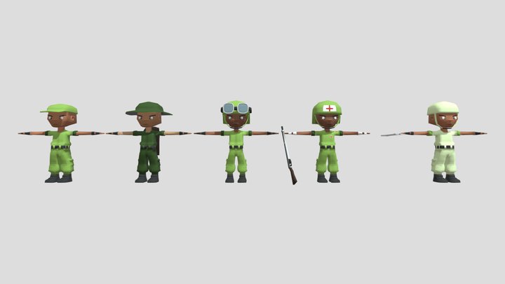 Military Soldiers Pack Low Poly 3D Characters