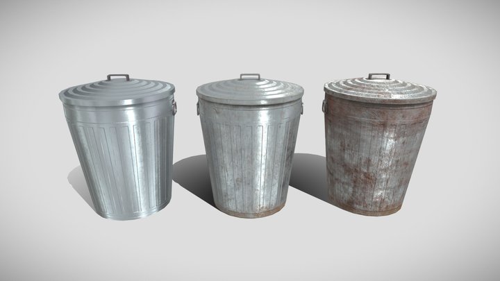 Trash cans (low poly) 3D Model