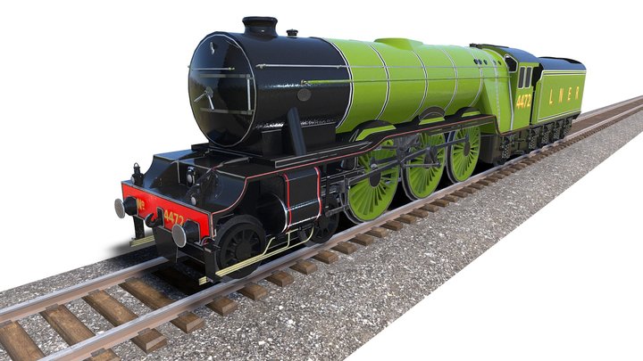 Animated Flying Scotsman Steam Train 3D Model