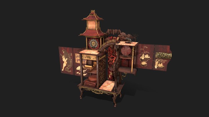 Japan lacquered furniture gift 3D Model