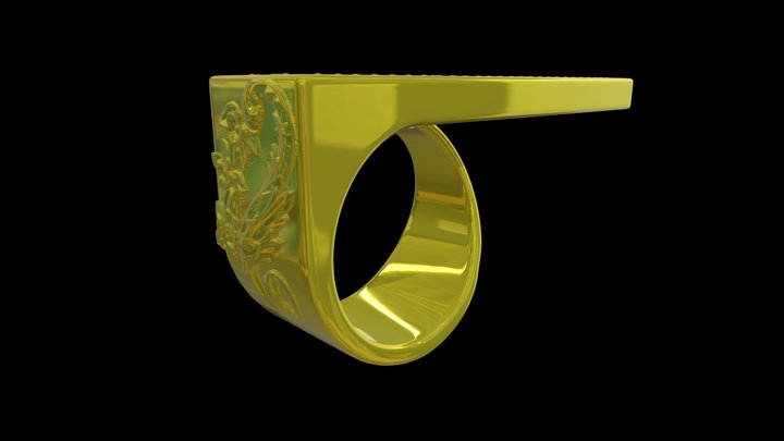 adjustable ring version 1 with gems engraving 2 3D Model