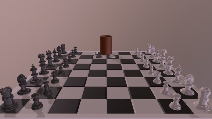 Chess / Checkers / Dice Board Game Essentials 3D Model