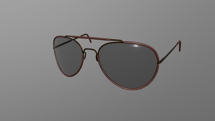 Aviator Sunglasses (Gold) 3D Model