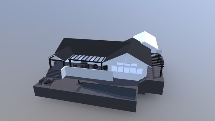 Patio with wall 3D Model