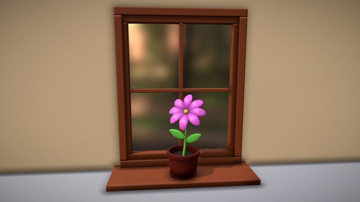 Kwiatek w doniczce 3D Model