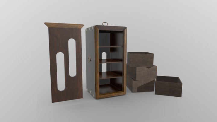 찬합(Chanhap) - An old wooden lunchbox 3D Model