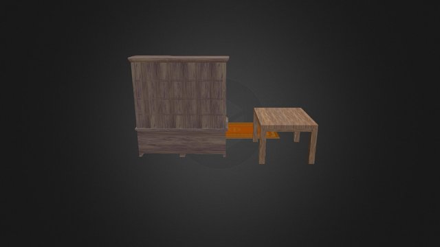 Bookshelf, Dining Table & Rug 3D Model