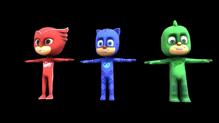 Pj Masks characters C4D 3D Model