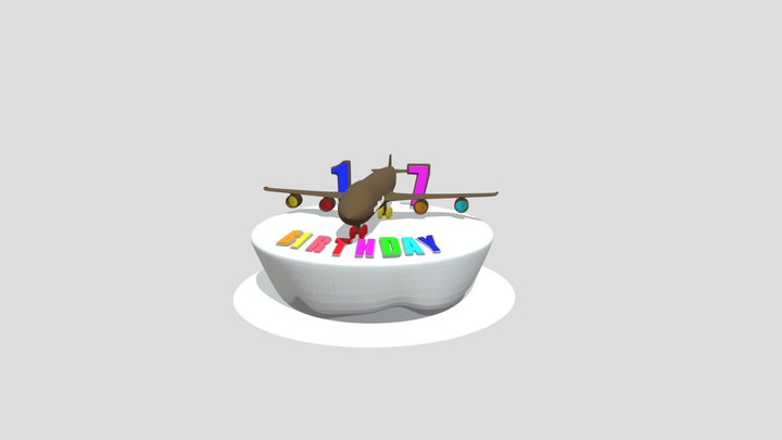 birthday cake with chocolate plane 3D Model