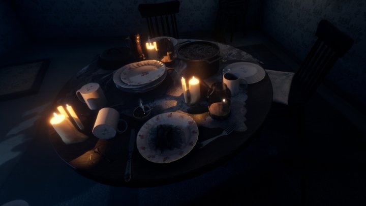 Horror Dining Room - 360 Preview 3D Model